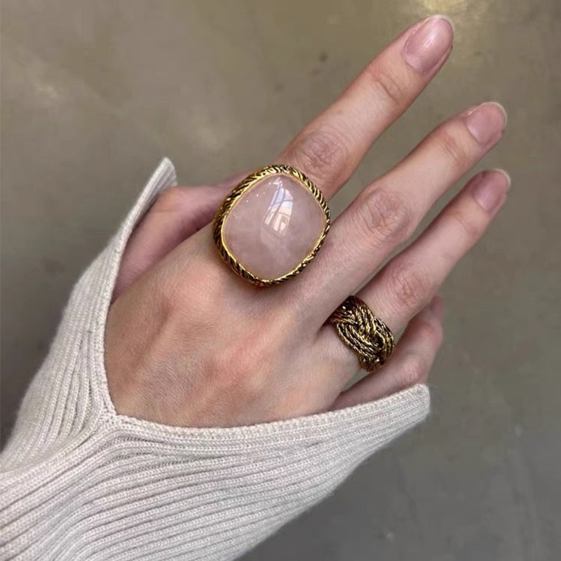 法国小众设计AB同款时尚百搭个性复古感麦穗编织戒指轻奢做旧指环详情9