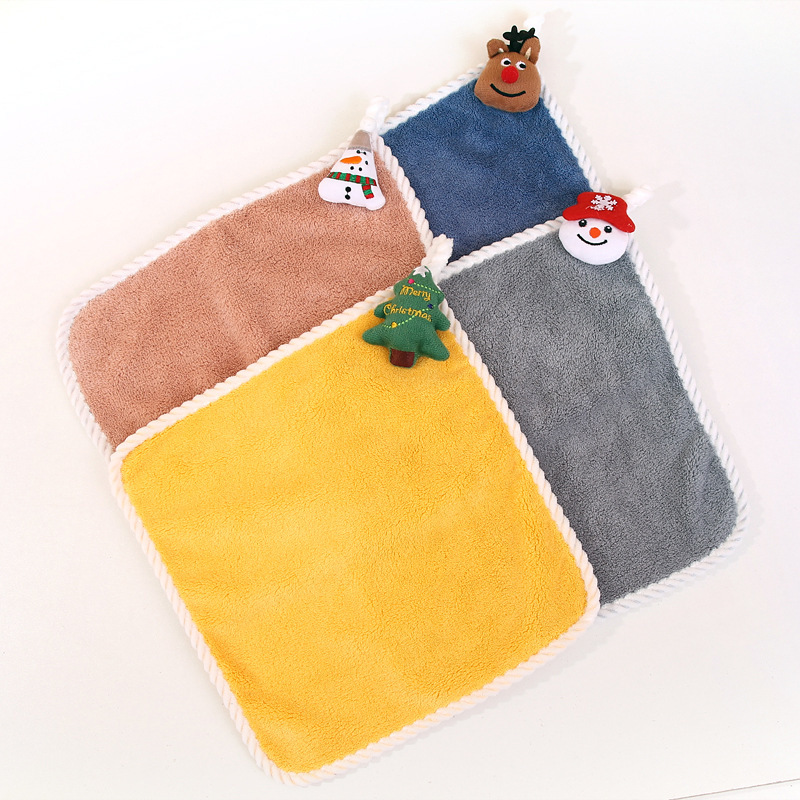 【 Chi Jia 】 Coral Fleece fringed Christmas Series Hand towels, hanging towels, Kitchen and bathroom towels, hanging hand towels pic 3