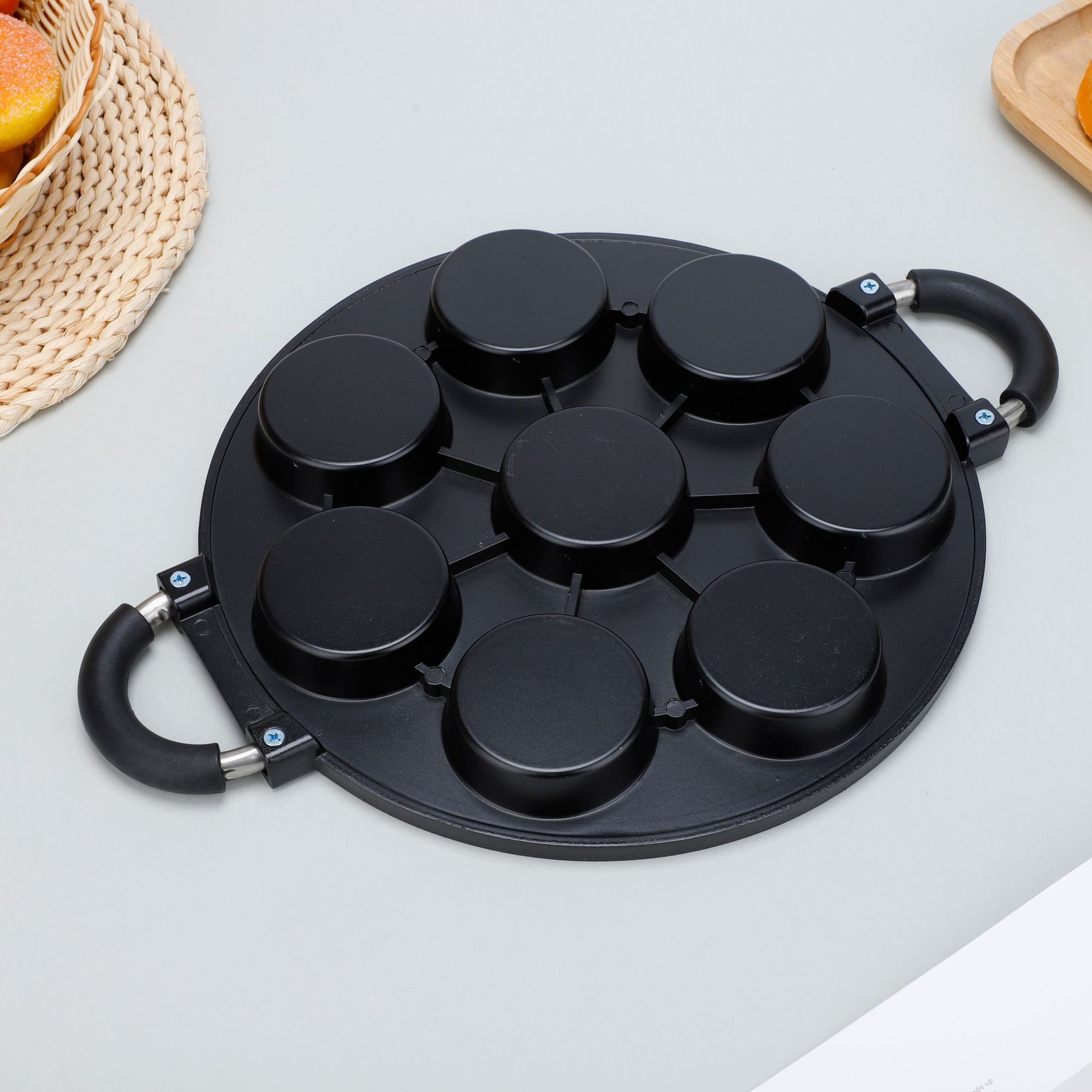 Baking eight-hole non-stick cake molds, takoyaki non-stick coated baking trays, egg pancake molds, round hole baking trays pic 6