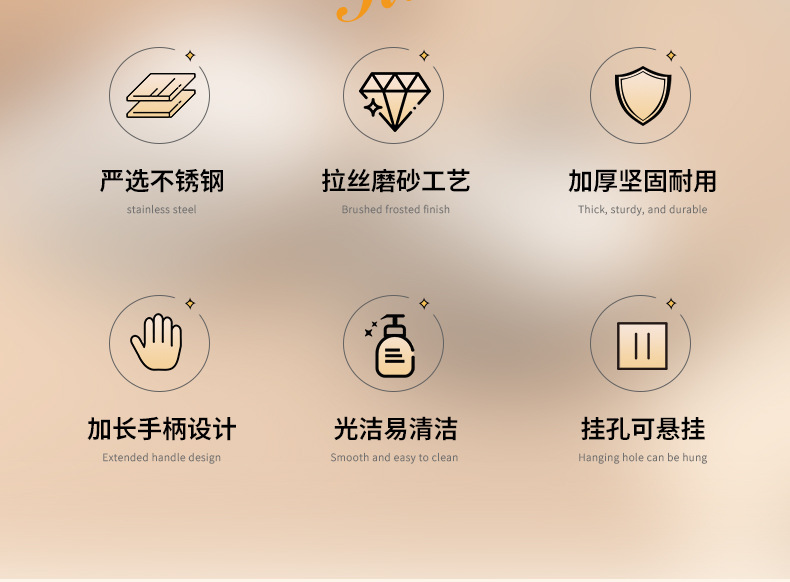 Thickened stainless steel spatula, household kitchen spatula, stir-frying spoon, cooking anti-scald hot pot soup spoon, kitchenware set wholesale pic 3