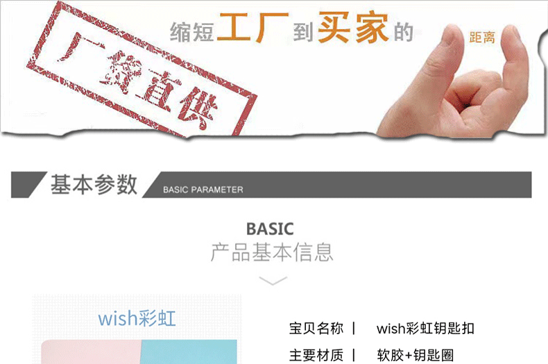 Wish彩虹PVC软胶钥匙扣 皮绳配件 可爱公仔钥匙圈 情侣包包挂件 批发 钥匙扣配饰 精美实用时尚创意礼品详情1