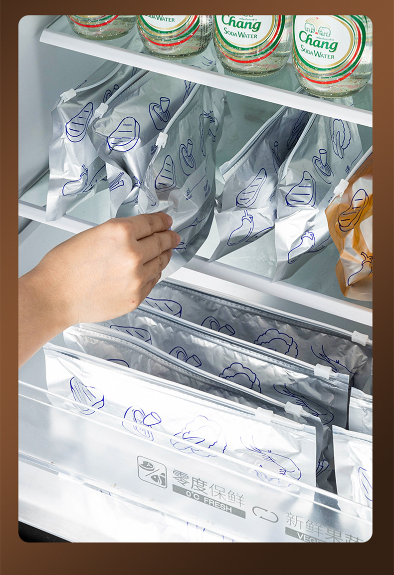 Aluminum foil antibacterial preservation bag, refrigerator freezing and refrigeration sealing bag, self-sealing bag, zipper type food-grade sealing packaging bag pic 16