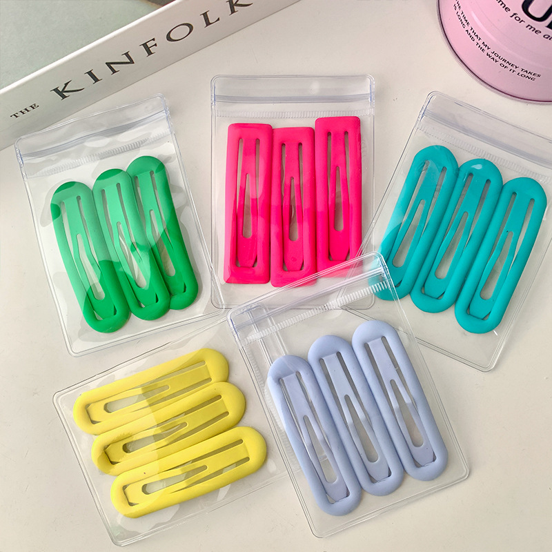 可爱甜美少女心小清新彩色马卡龙发夹简约个性刘海夹3个装侧边夹详情6