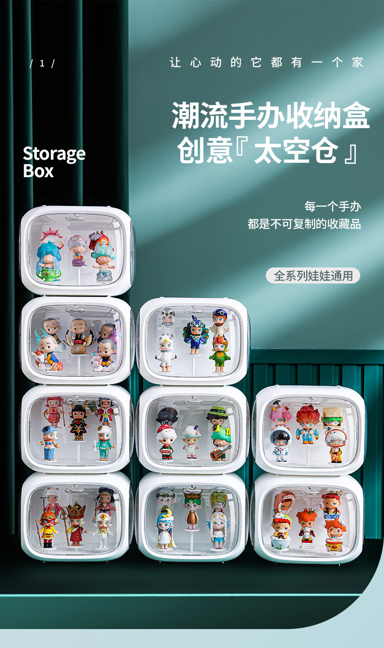 太空舱盲盒收纳盒泡泡玛特展示架透明亚克力盒子手办摆件防尘柜箱详情1