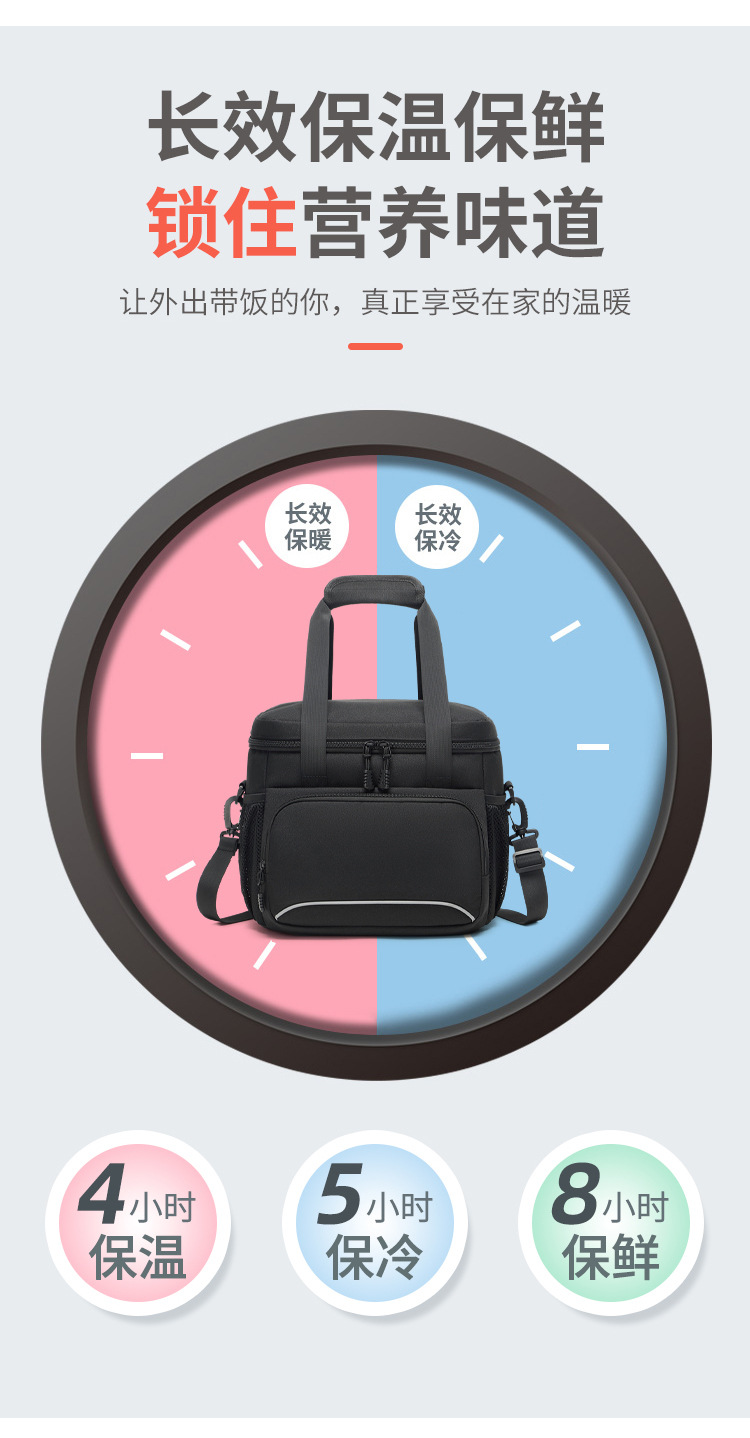 The heat and cold preservation, large-capacity bento handbag, waterproof and stain-resistant lunch box and bento bag are convenient to carry pic 3