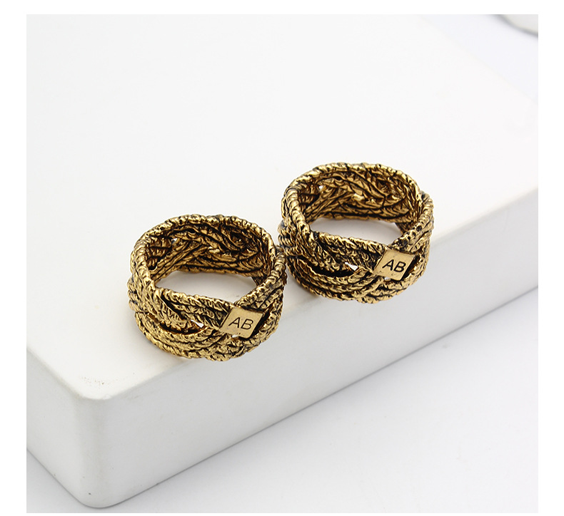 法式做旧戒指女编织藤条复古戒指小众设计时尚ins铜镀18k金戒指女详情7