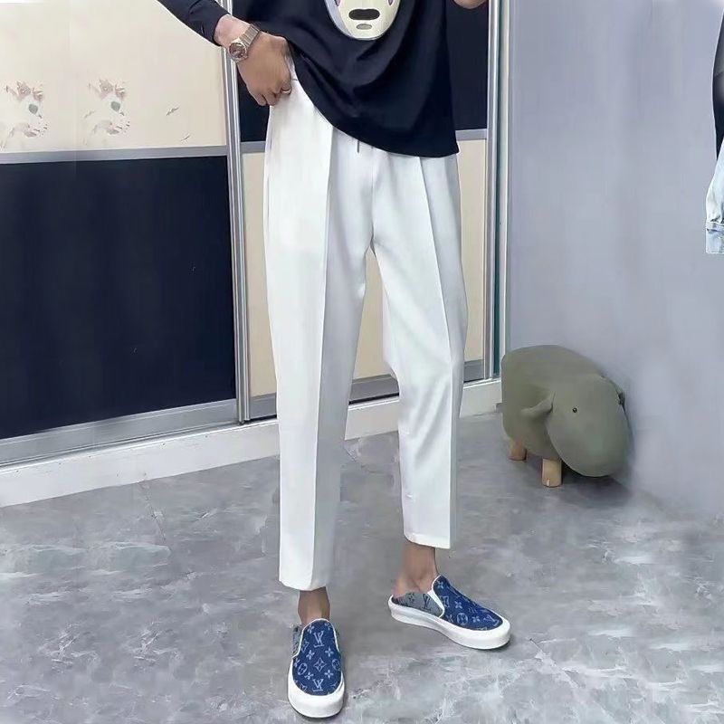 Verano slim marca de moda negro samurai pantalones pequeños espíritu social chicos tendencia pies pequeños recto nueve puntos pantalones casuales hombre pic 10