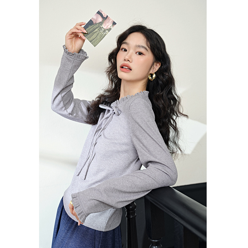 miu系蝴蝶结上衣长袖T恤2024新款秋季女内搭打底衫KSD2407008详情3
