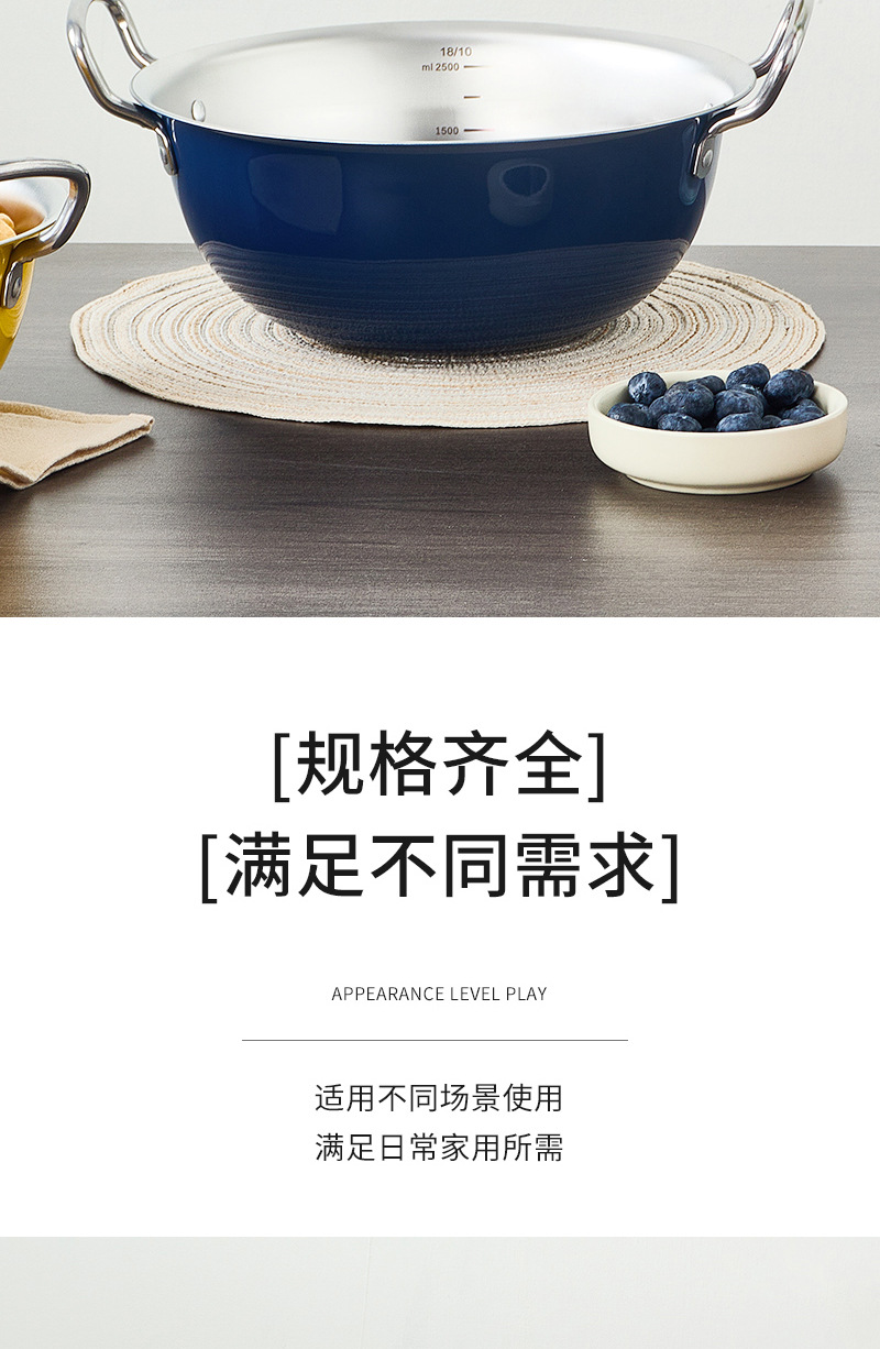 韩式不锈钢双耳沙拉盆高颜值水果碗带把手料理小吃碗家用打蛋盆详情7