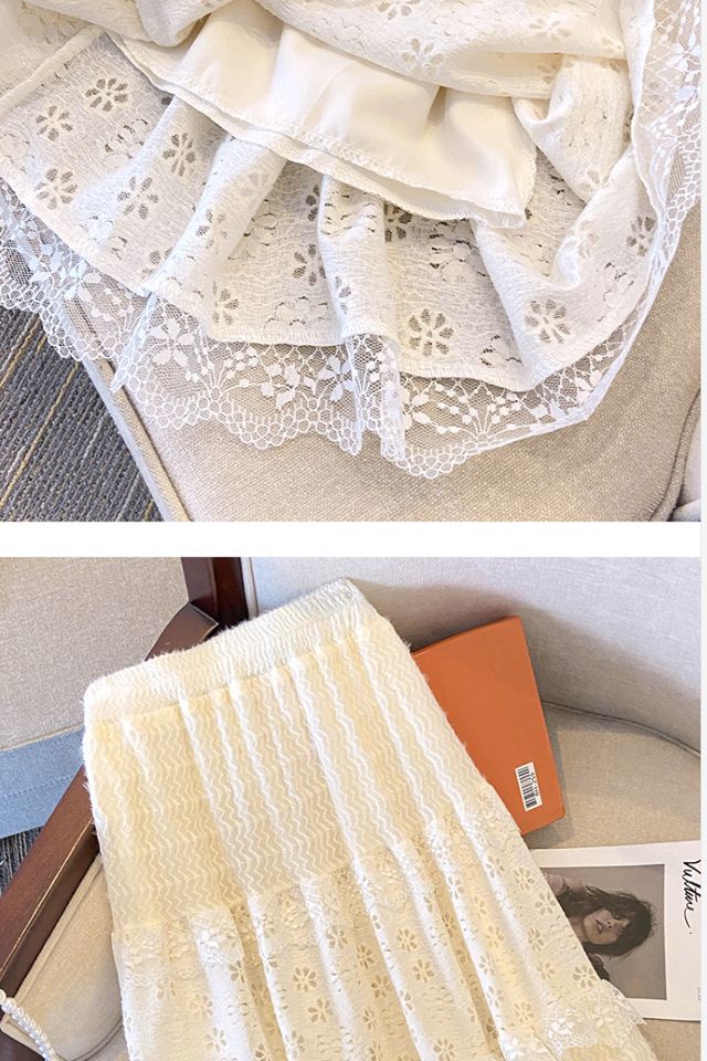 寻款法式春夏蕾丝温柔2024镂空蛋糕新款高腰拼接显瘦半身裙长裙详情17