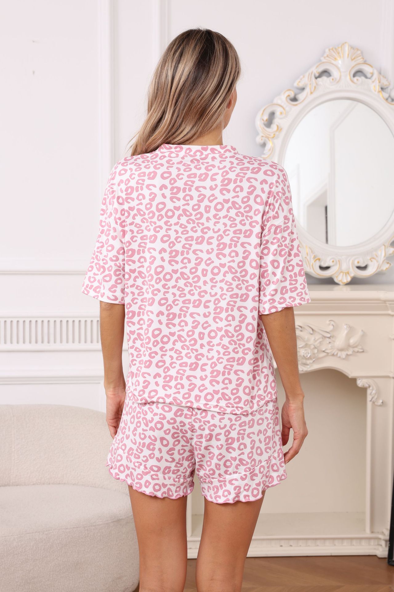 Женская пижама 女士睡衣跨境俄罗斯爆款印花豹纹详情22