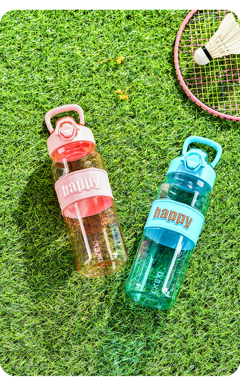 亚马逊跨境大容量透明八角水杯运动水壶吸嘴弹跳手提杯子男太空杯详情14