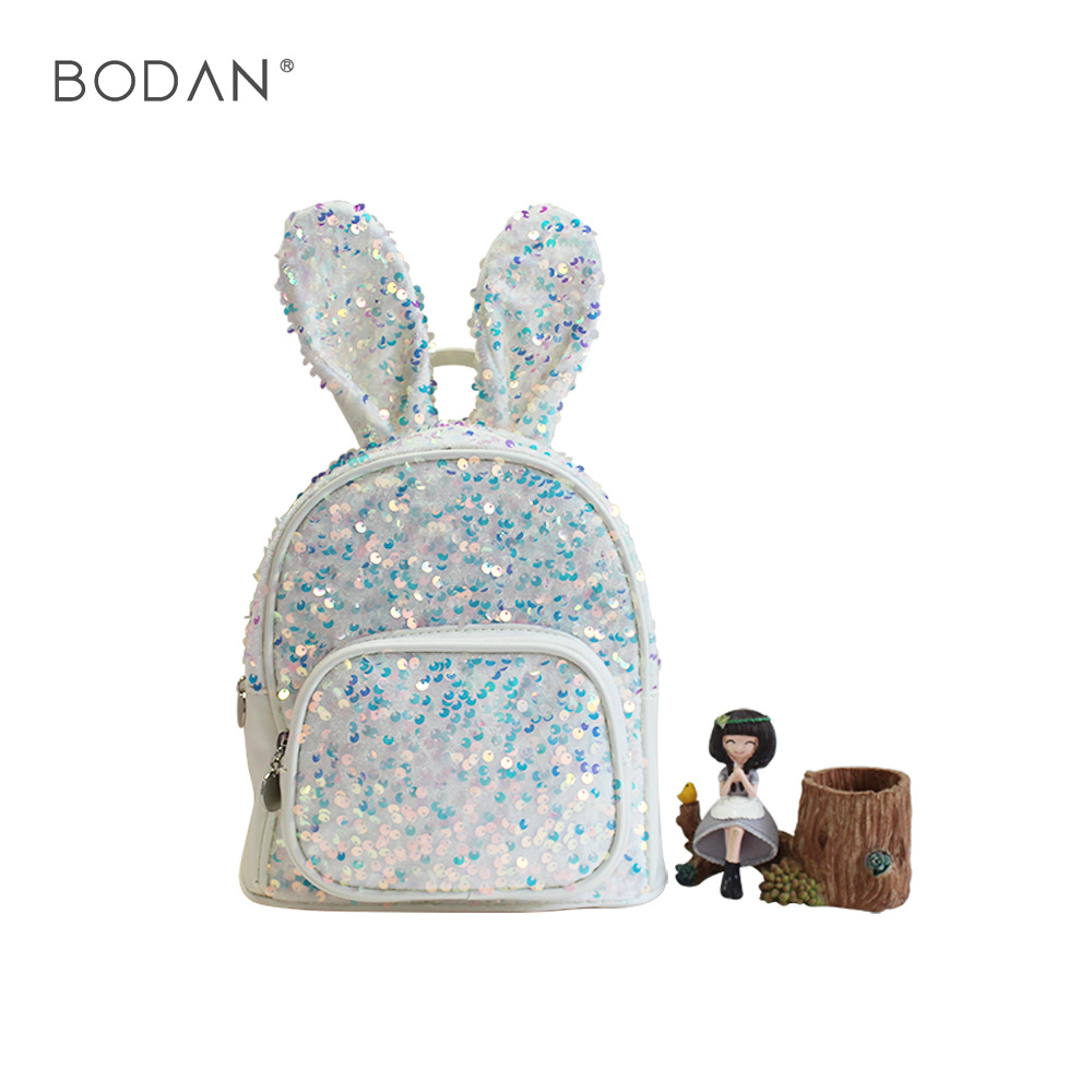 2024现货潮款可爱轻便儿童双肩包纯色亮片幼儿园书包减负儿童背包详情5