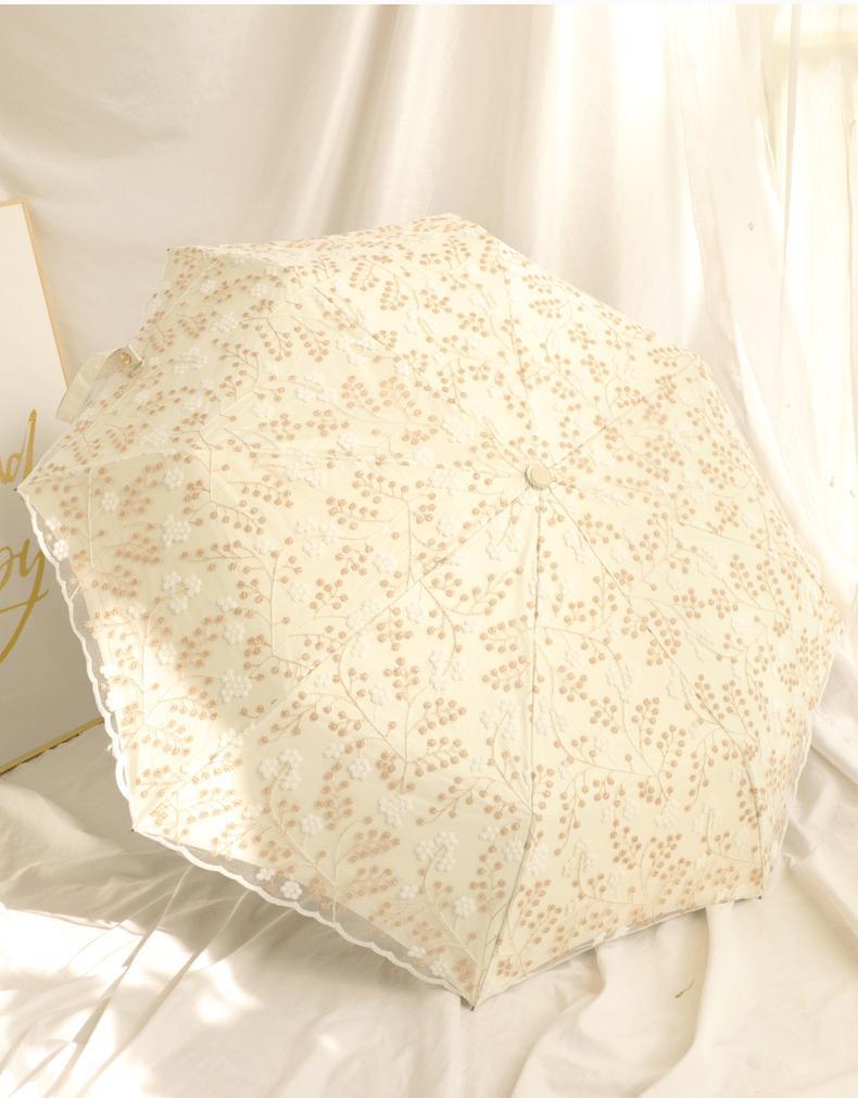 刺绣双层黑胶防晒少女心蕾丝全自动防紫外线晴雨两用遮阳太阳伞详情30
