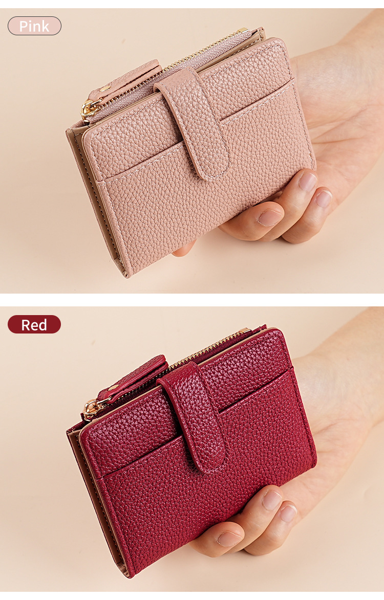 新款女士钱包短款跨境时尚卡包女高级感气质两折多卡位拉链零钱包详情16