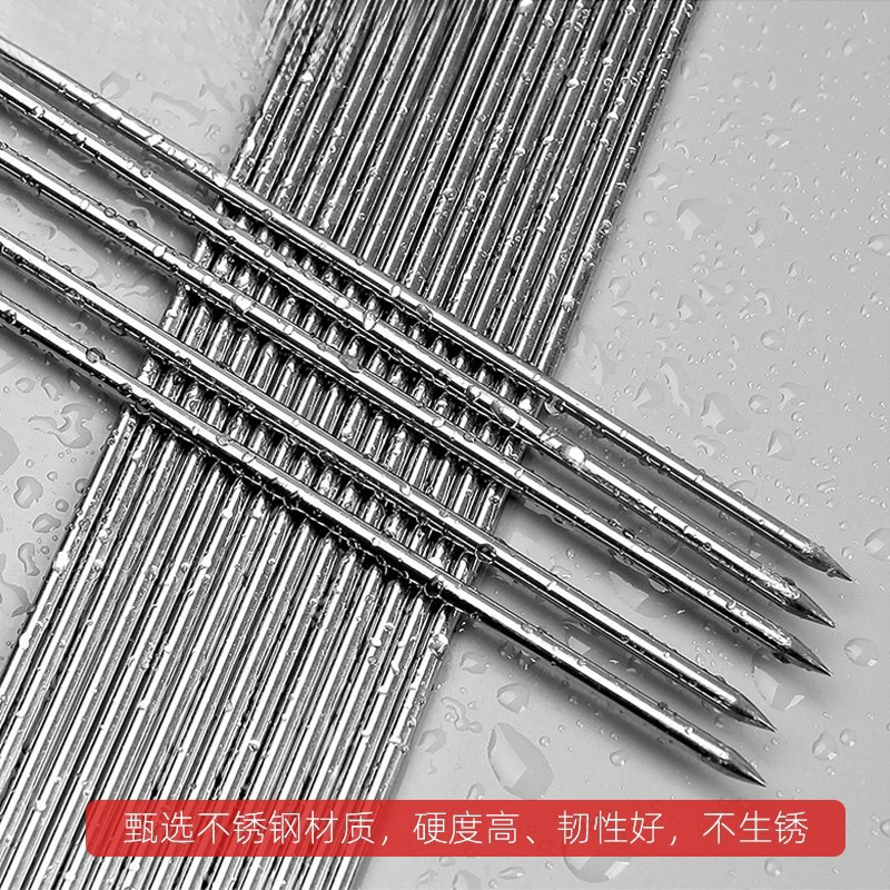 烧烤签子不锈钢圆签烧烤铁签子羊肉串烤肉工具烤串配件家用烧烤针详情4