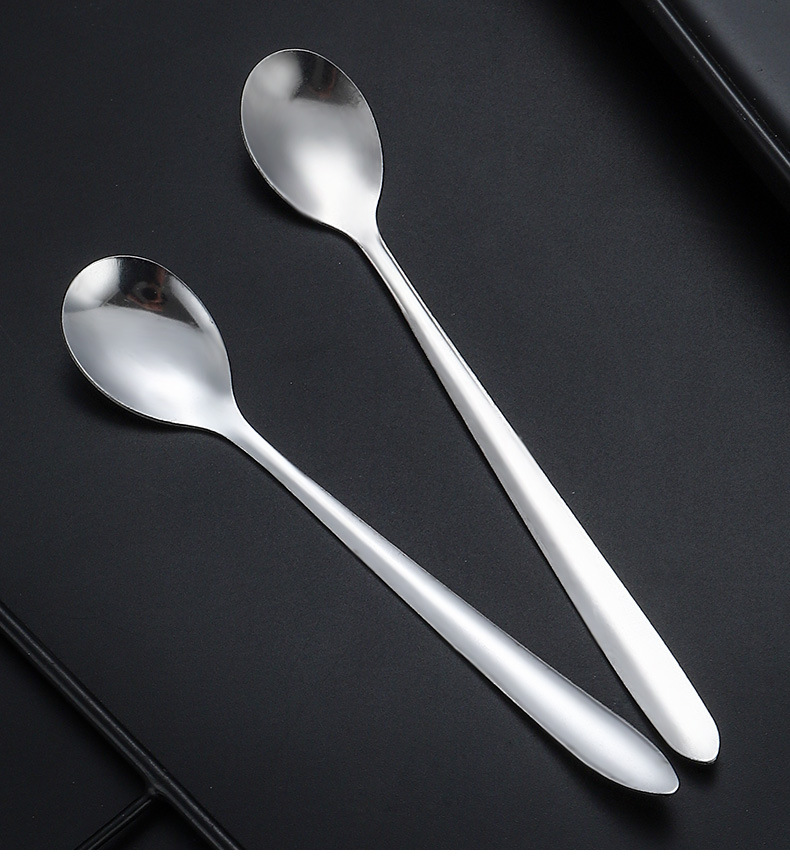尖尾日韩不锈钢餐具蜂蜜长柄搅拌咖啡勺甜品茶勺冰勺礼品激光logo详情11