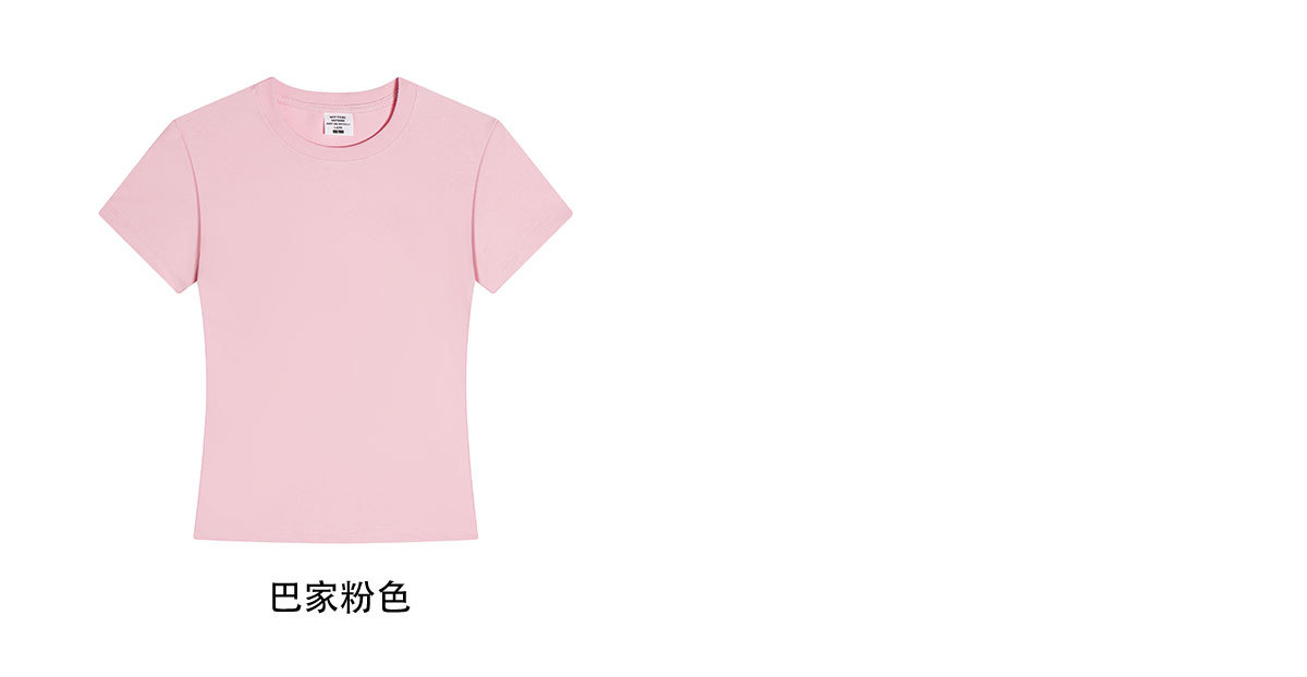 时尚修身短袖T恤两位模特穿着牛仔裤休闲鞋展示多种颜色尾货详情15