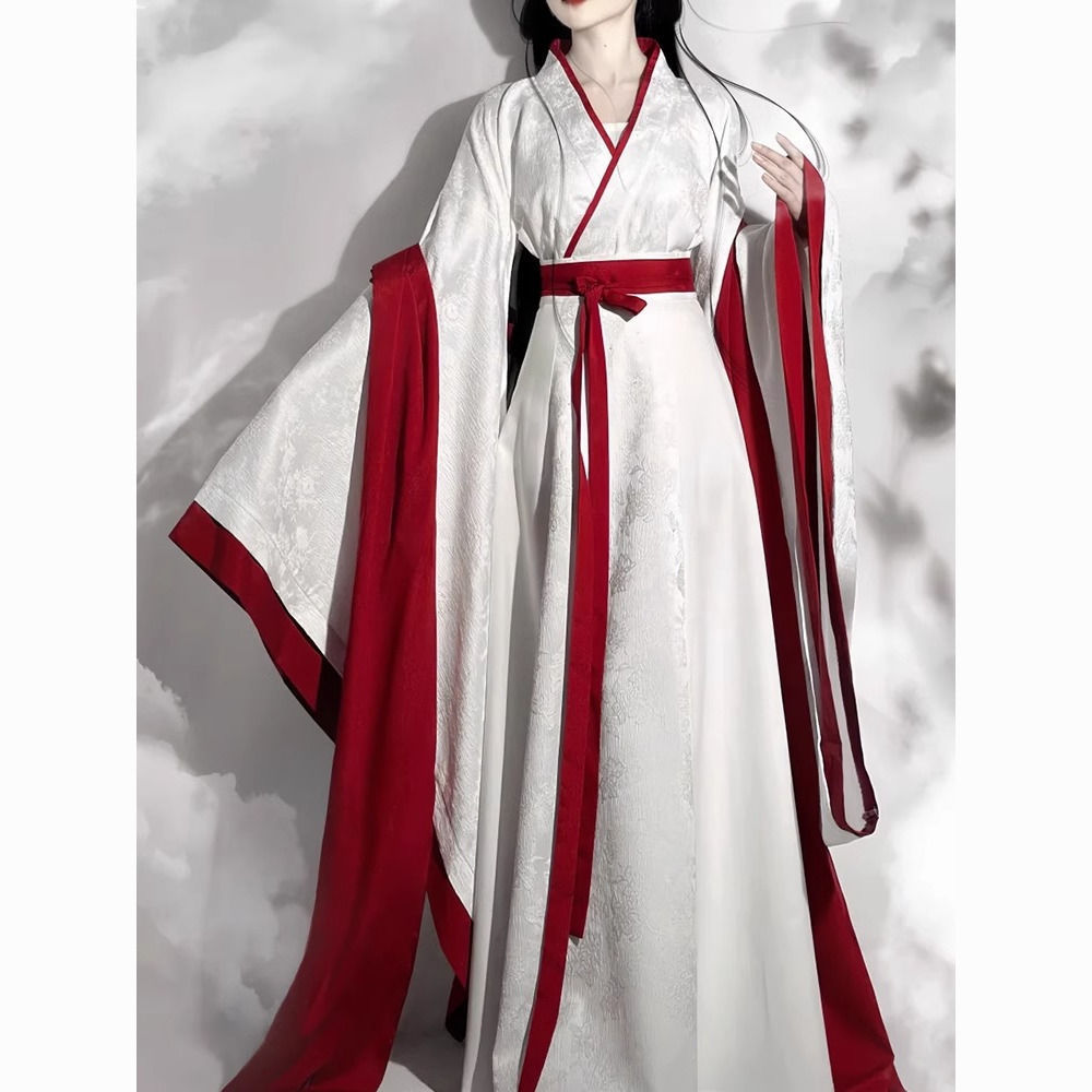 国潮-古装汉服女中国风魏晋交领宽松齐腰直裾襦裙国潮详情1