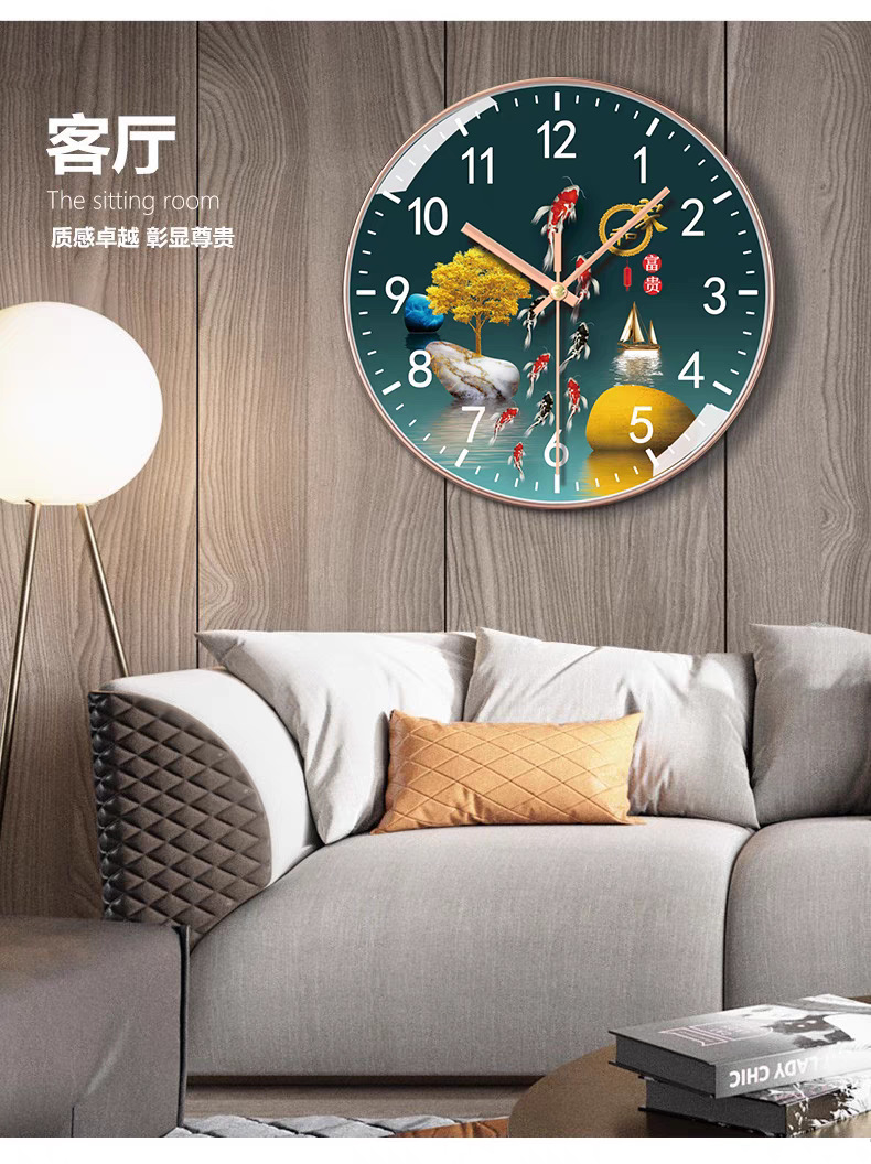 轻奢静音钟表简约家用时尚挂钟免打孔挂墙石英钟客厅卧室装饰时钟详情3