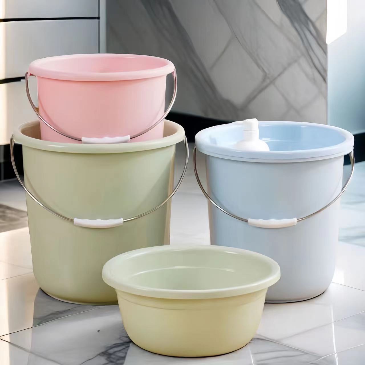 Hand-held water bucket, car wash bucket, storage bucket, solid color thickened laundry bucket, cleaning bucket, fishing bucket, plastic household extra-large size pic 5