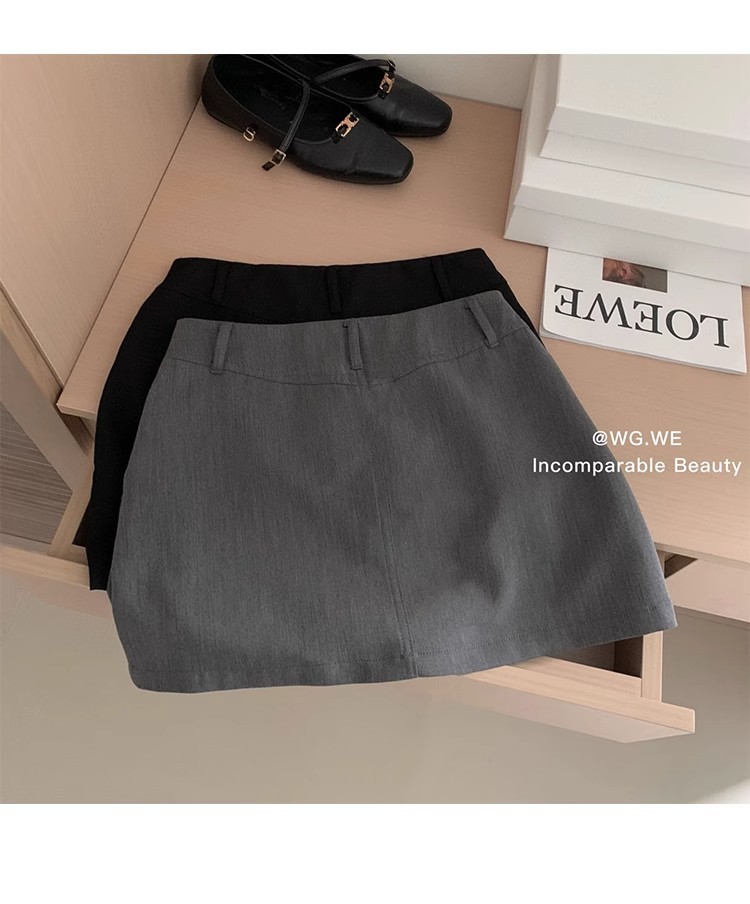 黑色气质西装半身裙女高腰显瘦夏季新款辣妹a字裙防走光休闲短裙详情9