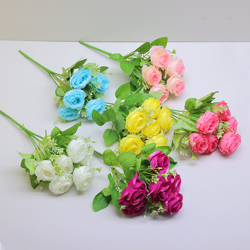 婚礼装饰假花玫瑰花束手捧花团圆仿真花艺办公文化园艺用品多色任选详情15