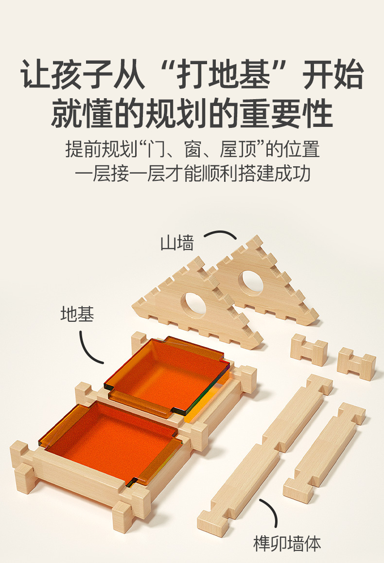 幼儿园游戏角特大号实木益智积木儿童早教DIY原木榫卯拼装玩具详情6