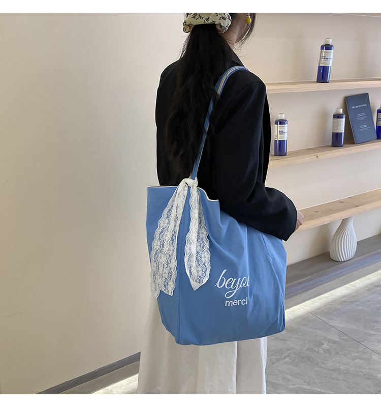 Striped canvas bag, 2024 new Korean-style ins tote casual bag, single-shoulder large-capacity tote bag shopping bag pic 27