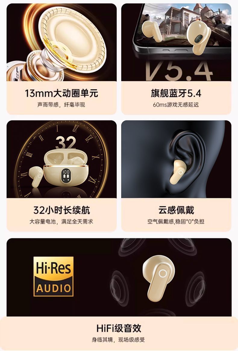 新款TWS无线蓝牙耳机NE-110数显高音质半入耳运动真降噪蓝牙详情4