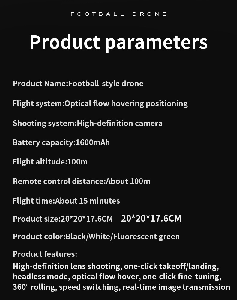 H5 Brushless football drone competition Training 7.4V-axis drone football ball-shaped remote control aircraft pic 20