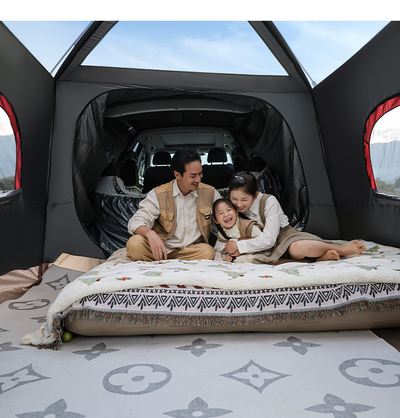 户外帐篷黑胶车尾帐三合一加厚加大防晒防暴雨露营野营过夜装备详情13