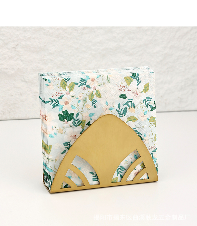 ins金色三角形不锈钢纸巾架 西餐厅咖啡厅酒店餐桌夹纸金属餐巾座详情7