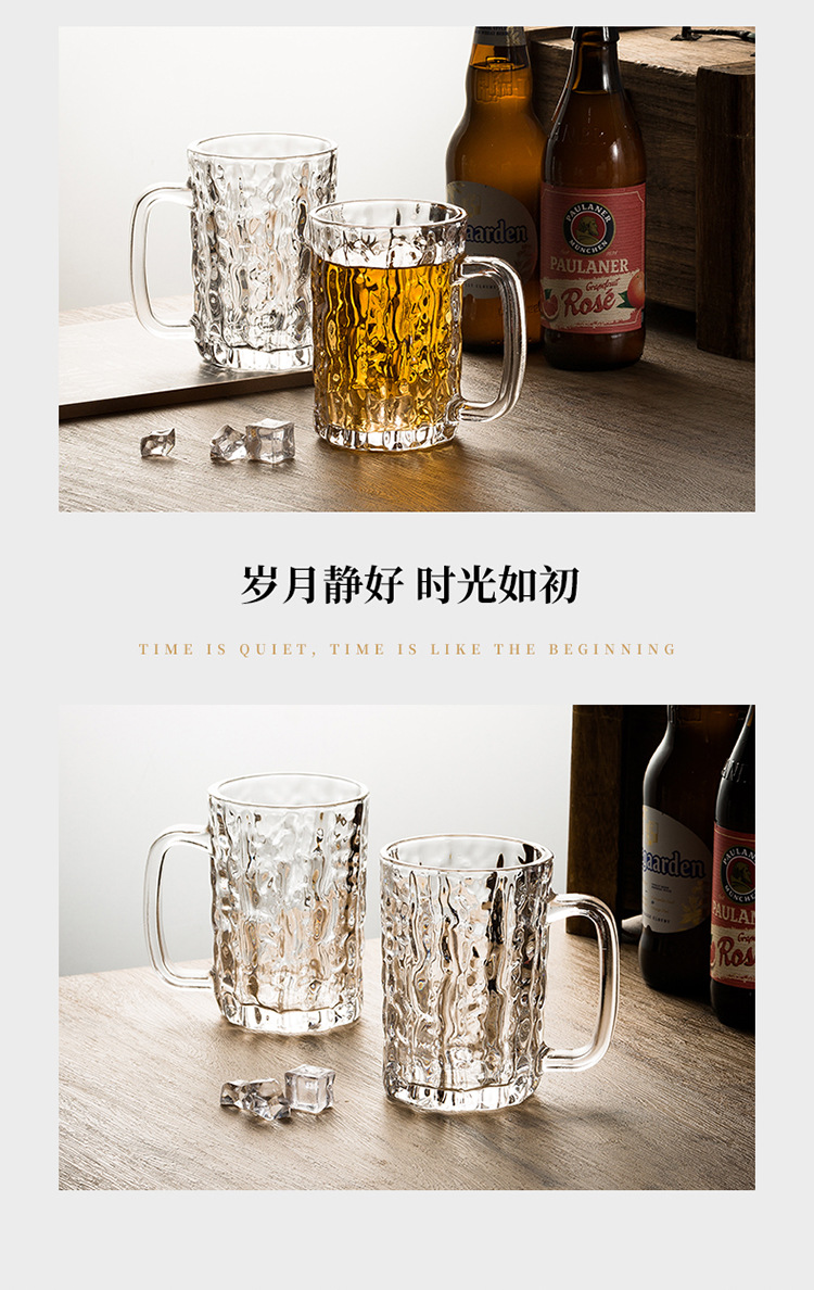 Wholesale glass cups with handles, household cups with handles, large-capacity draft beer cups, commercial beer mugs with handles, and tea cups pic 12