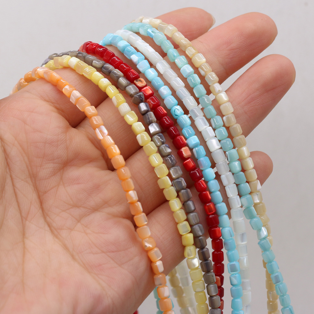 diy beaded jewelry materials, loose beaded bracelet accessories, handcrafted colorful natural freshwater shells, crushed stones, square pic 26