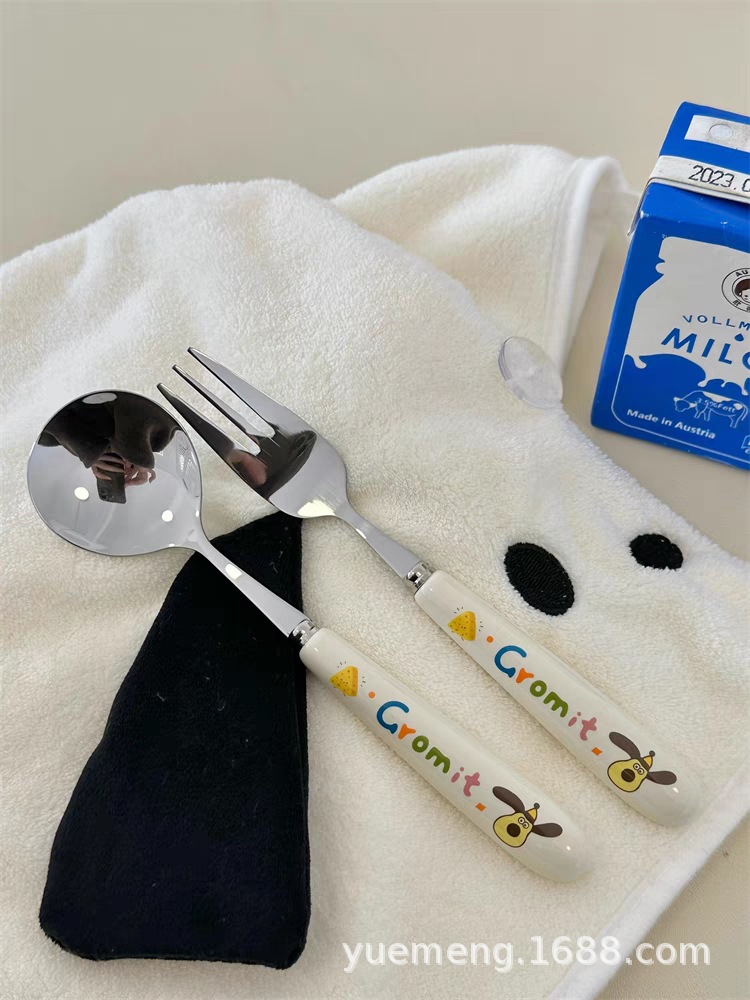 ins风博主同款日韩棋盘格刀叉勺子西餐甜品餐具套装牛排刀不锈钢详情6