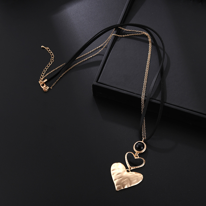 Cross-border bestseller sweater chain, Amazon heart-shaped pendant, European and American metal, niche and elegant long necklace pic 13