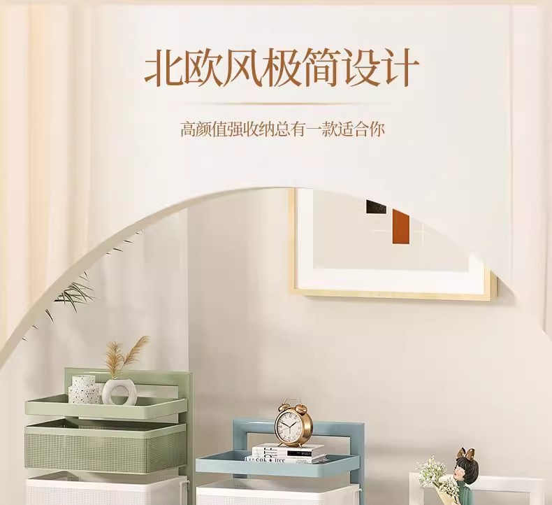 【长期主义好物】收纳小推车置物架旋转收纳可移动床头化妆品整理详情11