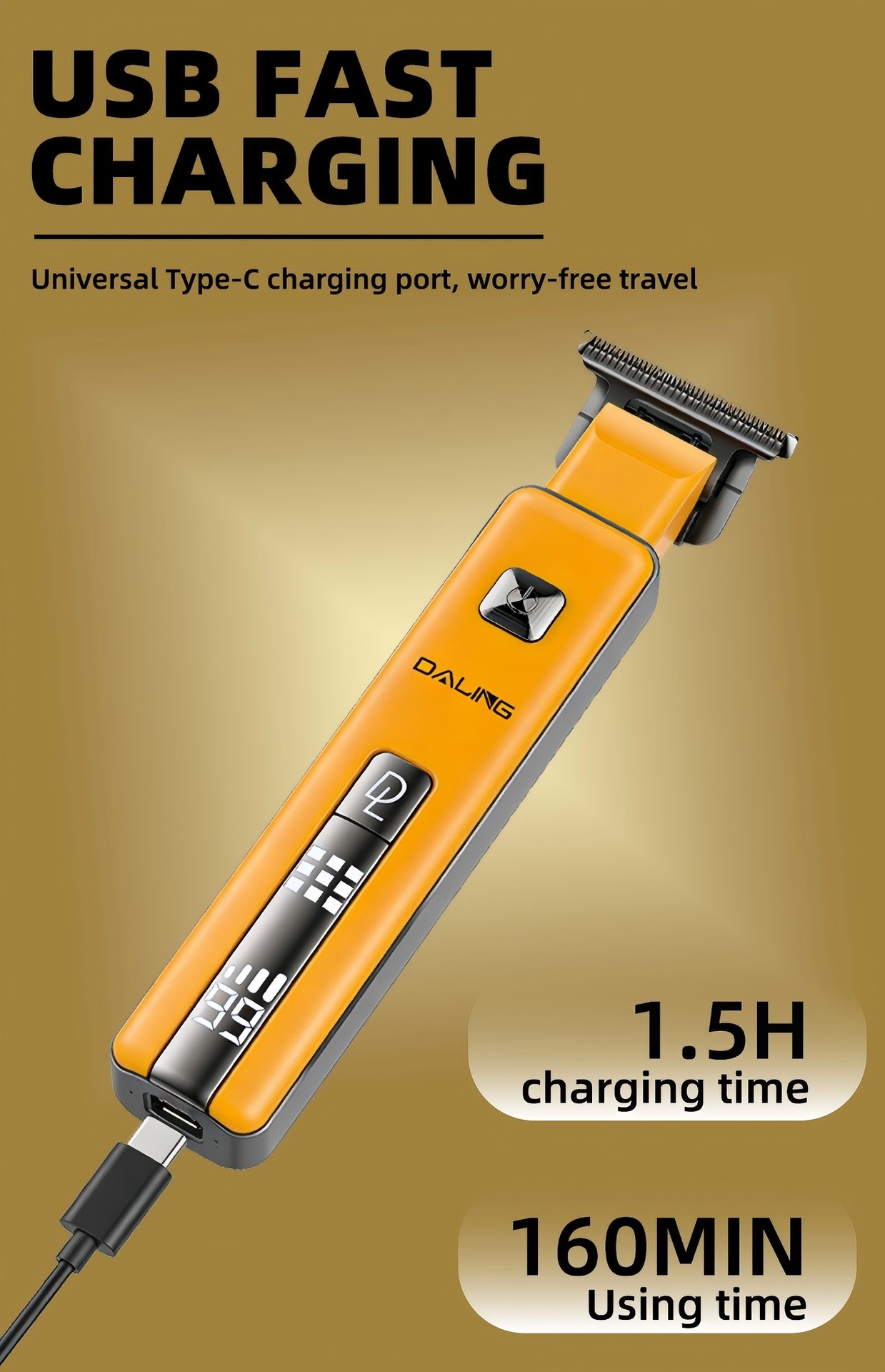 DALING 0021 Hair clipper with digital display USB charging oil head clipper for home hair salon engraving haircuts pic 7
