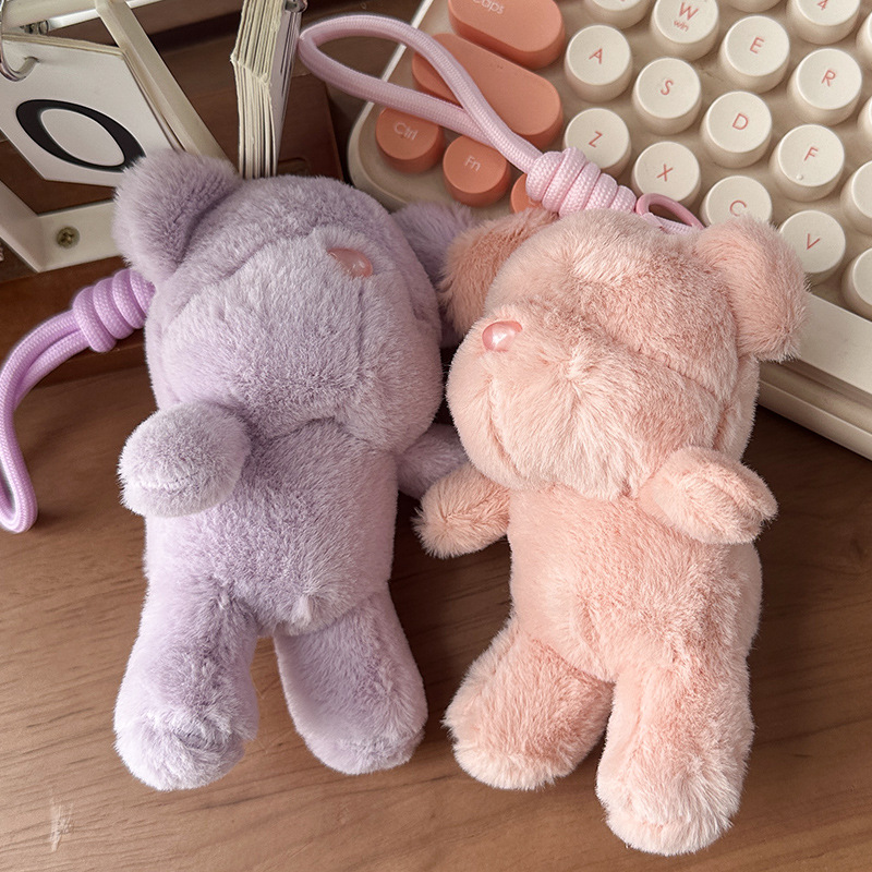 Cute candy-colored eyeless bear figurines, keychains, small pendants, backpack decorations, plush toys, claw machines, dolls pic 6