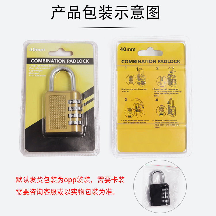 Large-sized zinc alloy combination lock padlock, black anti-theft safety luggage lock, gym cross-border padlock manufacturer pic 8