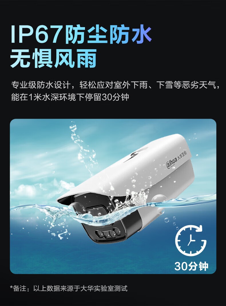 大华400万网络摄像机H.265智能双光全彩夜视高清监控头6433Z-A-IL详情9