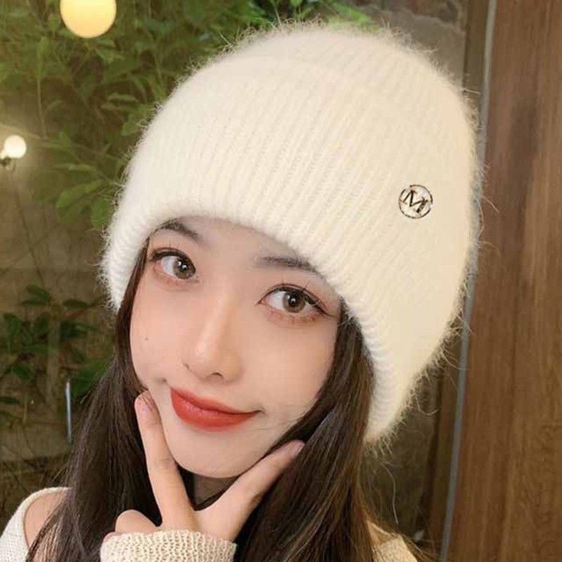 品牌【森多娜】针织帽 秋冬新款毛线帽女加绒加厚保暖百搭针织帽大头围套头帽护耳冷帽详情3
