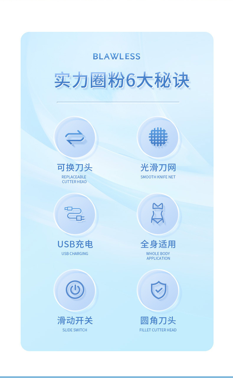 跨境新款多功能女士剃毛器刮毛刀腋下脱毛器修眉刀电动鼻毛器详情2