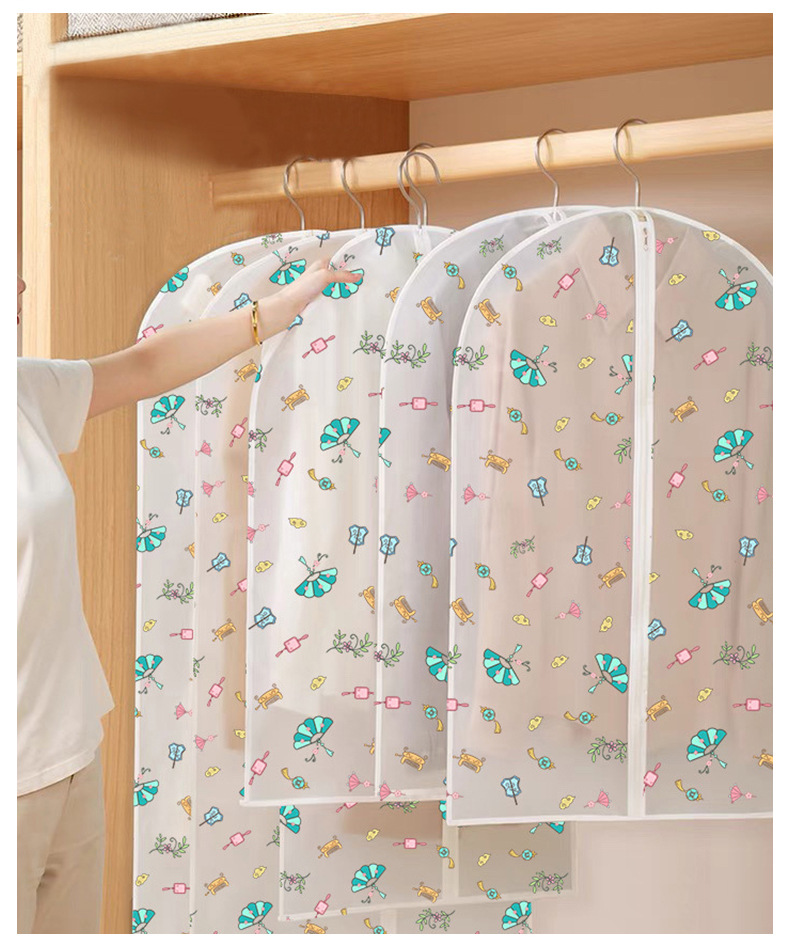 Clothing dust bag, household transparent waterproof overcoat suit cover, pvea fabric washable clothing dust cover pic 11