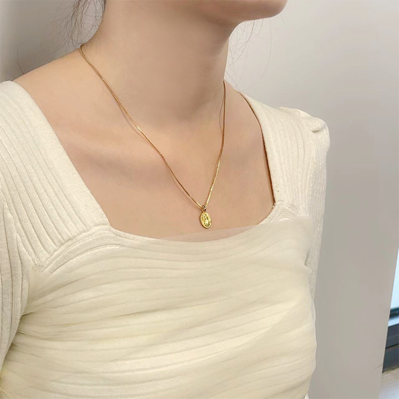 黄铜镀18K真金 欧美小众时尚简约风高级感小众吊坠项链颈项链饰品详情6