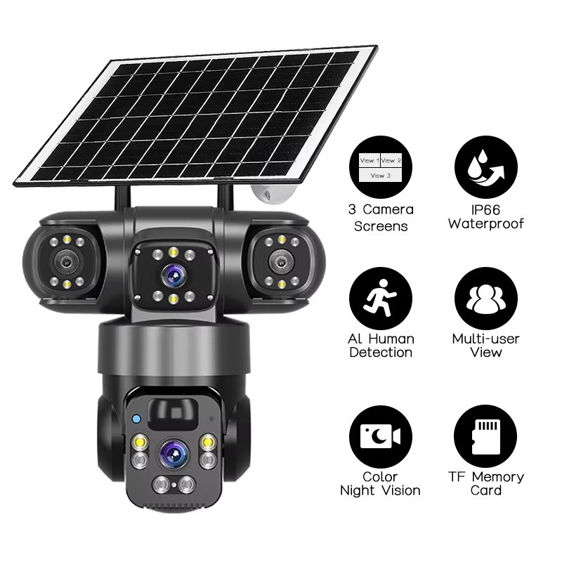 家用监控摄像头 V380Pro三镜头三画面600W像素WiFi家用监控摄像头详情1