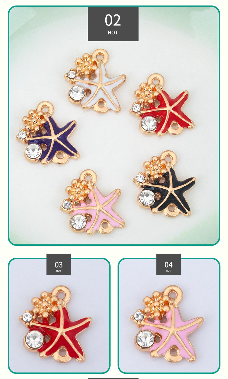Wholesale of new creative alloy jewelry diy accessories, cartoon starfish oil-drip electroplated necklaces, bracelets, pendants and pendants pic 6