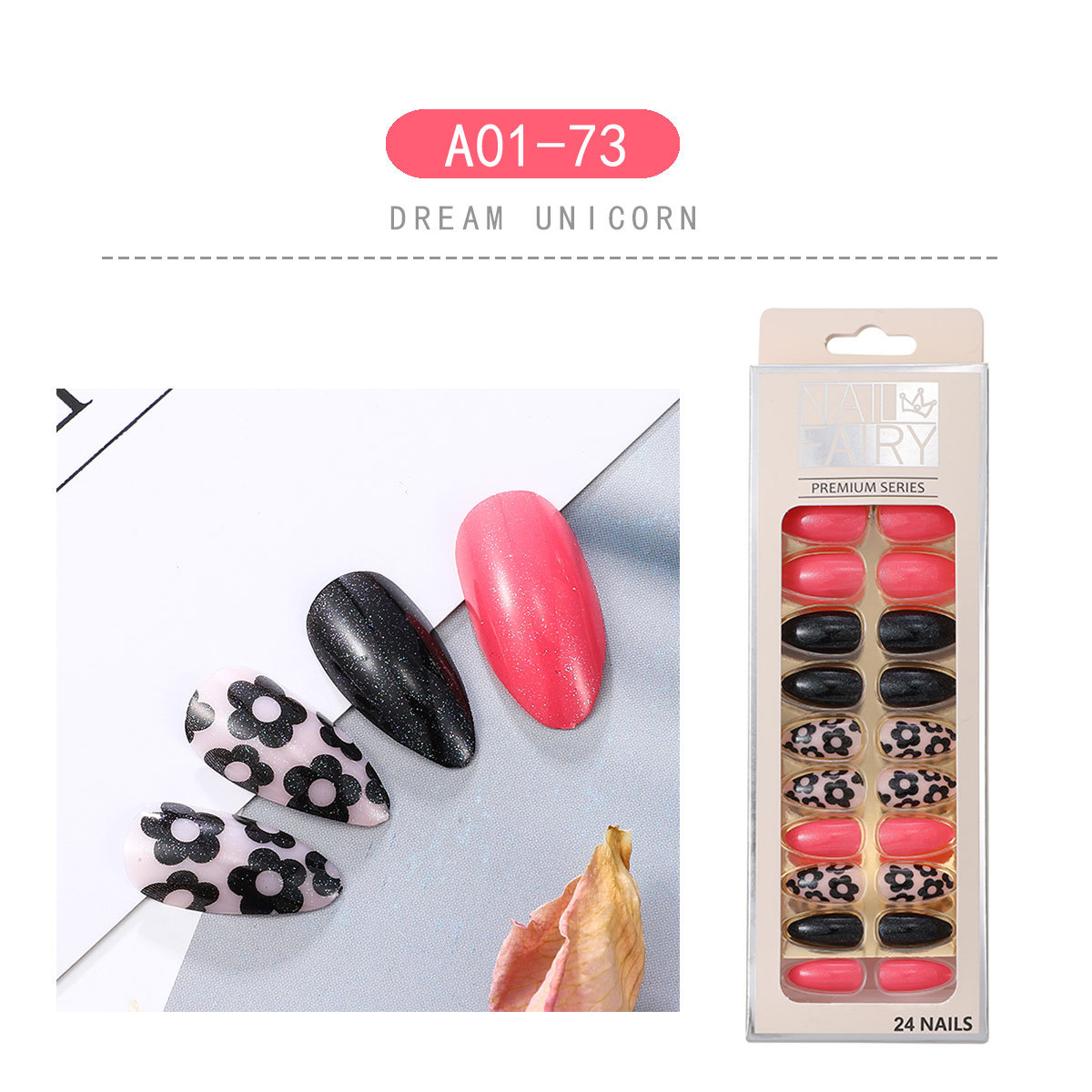 New leopard print teardrop nail, 24-piece nail patch, wearable nail, French pointed nail patch, finished false nail, short style pic 13