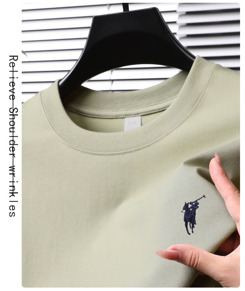 跨境纯棉绣花短袖男士t恤2025夏季新款休闲透气圆领半袖薄款体恤详情13